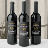 80th Birthday Black Gold Legendary Funny Wine La Wijn Etiket