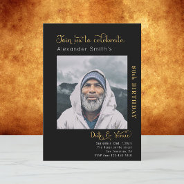 80th Birthday Black Invitation Kaart