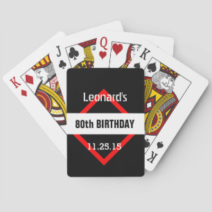80th Birthday Black with Red Frame Custom A60 Speelkaarten