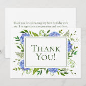 80th Birthday Blue Hydrangeas Bedankkaart (Voorkant / Achterkant)