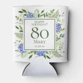 80th Birthday Blue Hydrangeas Blikjeskoeler (Voorkant)