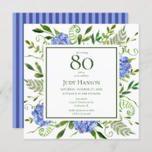 80th Birthday Blue Hydrangeas