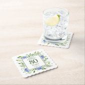 80th Birthday Blue Hydrangeas Kartonnen Onderzetters (Insitu)