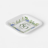 80th Birthday Blue Hydrangeas Papieren Bordje (Gebogen)