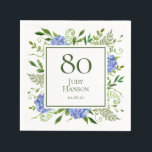 80th Birthday Blue Hydrangeas Servet<br><div class="desc">Deze 80ste verjaardag blauwe hortensia's party / brunch cocktail servetten zijn grillig en prachtig! Met hun waterverf meerkleurige blauwe hortensia's, wispy natuurlijk groen zijn ze perfect voor het vieren van je vrouw, moeder, zus, tante, vriend, grootmoeder, overgrootmoeder. Door deze sjabloon te selecteren en uw gegevens in te typen, ziet u...</div>