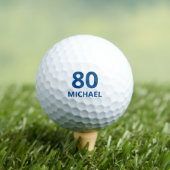 80th Birthday Blue Script Persoonlijke naam Golfballen (Insitu Shirt)