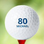 80th Birthday Blue Script Persoonlijke naam Golfballen<br><div class="desc">80th Birthday Blue Script Personalized Name kenmerkt de leeftijd met de onderstaande persoonsnaam. Personaliseer door de tekst in de verstrekte tekstvakjes uit te geven. Ideaal voor een golfer of sportliefhebber voor hun tachtigste verjaardag. Ontworpen door ©Evco Studio www.zazzle.com/store/evcostudio</div>