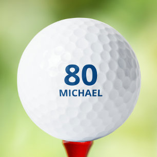 80th Birthday Blue Script Persoonlijke naam Golfballen