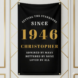 80th Birthday Born 1946 Add Name Black Gold Spandoek