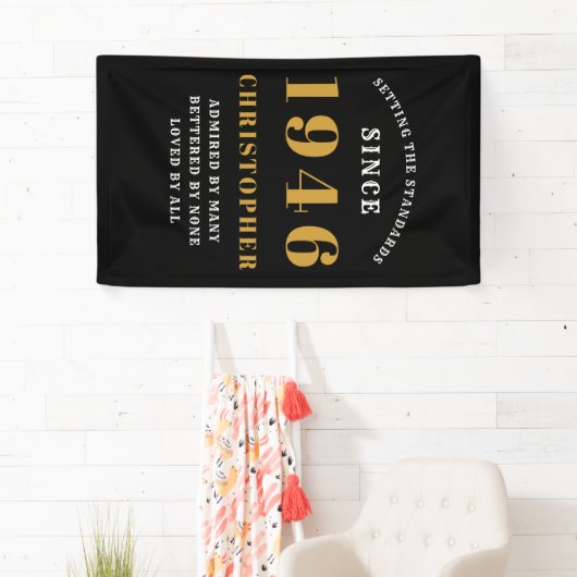 80th Birthday Born 1946 Add Name Black Gold Spandoek (Insitu)
