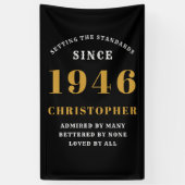 80th Birthday Born 1946 Add Name Black Gold Spandoek (Verticaal)