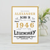 80th Birthday Born 1946 White Gold Legend Kaart (Staand voorkant)