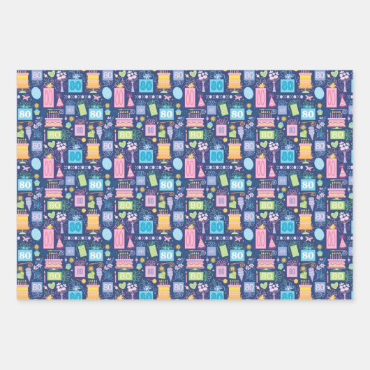 80th Birthday Cake Cadeaus Ballonnen Blauw Inpakpapier Vel