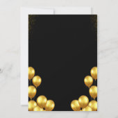 80th Birthday Card Black and Gold Balloons Kaart (Achterkant)