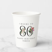 80th Birthday Cheers with Name Tropical Floral Papieren Bekers (Achterkant)