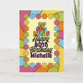 80th Birthday Colorful Retro I Love 60s Music Kaart (Voorkant)