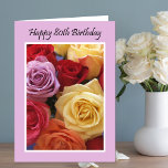 80th Birthday Colorful Rozen Kaart<br><div class="desc">Deze 80e verjaardagskaart is voorzien van de "Happy 80th Birthday" bovenaan met een foto van een prachtige boeket van veelkleurige rozen. Als je de kaart opent, vind je een prachtig 80ste verjaardagsvers, dat kan worden aangepast met de naam van de verjaardagsdame. Een geweldige manier om Happy 80th Birthday te zeggen....</div>