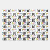 80th Birthday Colorful Typography  Wrapping Paper (Voorkant 2)