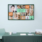80th Birthday Custom Photo Collage Green Orange Spandoek (Beurs)