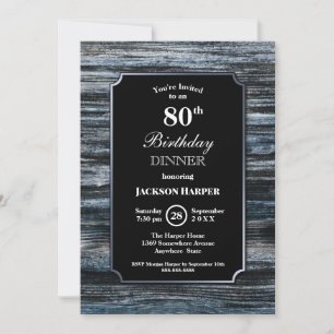 80th Birthday Dinner Wood Party Invitation Kaart