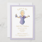 80th Birthday Elegant Blue Gold Cartoon Fab 80  Kaart (Voorkant)