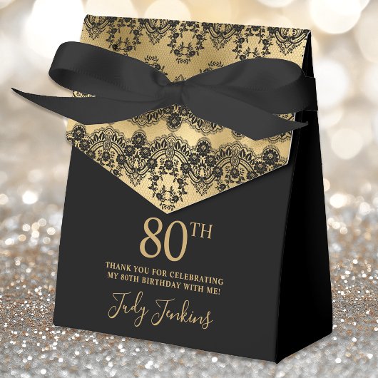 80th Birthday Elegant Gold Lace Thank You Bedankdoosjes