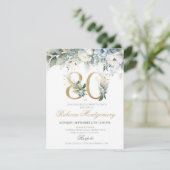 80th birthday Elegant Milestone invitation RSVP Kaartje (Staand voorkant)