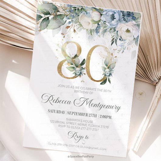 80th birthday Elegant Milestone invitation RSVP Kaartje