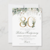 80th birthday Elegant Milestone invitation RSVP Kaartje (Voorkant)