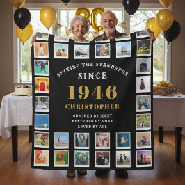 80th Birthday Family Memories Photo Collage  Fleece Deken