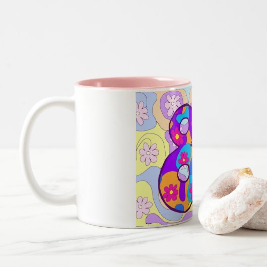 80th Birthday Flowery Retro Birthday Mok (Met donut)