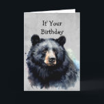 80th Birthday Fun Black Beer - Grin en Beer het Kaart<br><div class="desc">Fun Birthday Grin and Beer it,  Waterverf Black Beer Animal Natuur,  Wildlife</div>