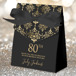 80th Birthday Gold Elegant Thank You  Bedankdoosjes