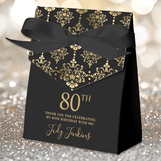80th Birthday Gold Elegant Thank You  Bedankdoosjes