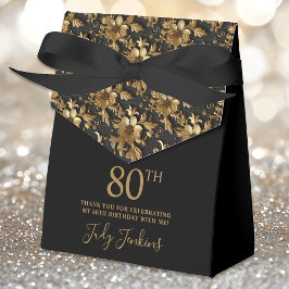 80th Birthday Gold Floral Thank You  Bedankdoosjes