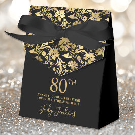 80th Birthday Gold Floral Thank You  Bedankdoosjes