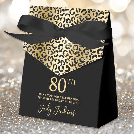 80th Birthday Gold Leopard Print Thank You  Bedankdoosjes