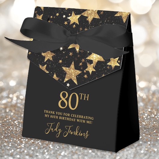 80th Birthday Gold Stars Thank You  Bedankdoosjes