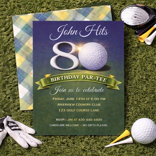 80th Birthday Golf Theme  Kaart