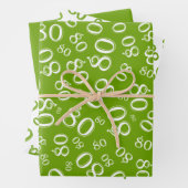 80th Birthday Green & White Number Pattern 80 Inpakpapier Vel (In situ)
