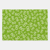 80th Birthday Green & White Number Pattern 80 Inpakpapier Vel (Voorkant)