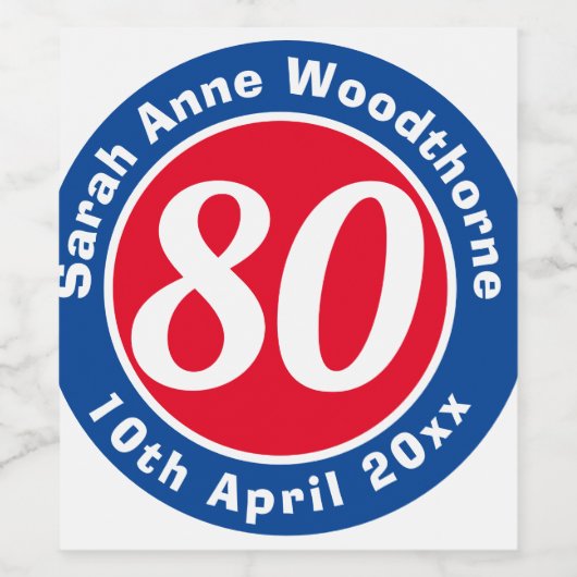 80th Birthday Herdenking met Naam, Leeftijd, & Dat Wijn Etiket (Enkel label)