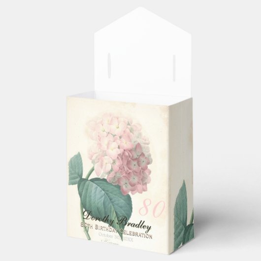 80th Birthday Hydrangea Custom Bedankt Favor Box Bedankdoosjes (Geopend)
