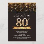 80th Birthday Invitation Black en Gold Glitter Kaart<br><div class="desc">80e uitnodiging van de verjaardag. Zwart en goudglitter. Volwassenende Birthday Party nodigt uit. Vrouwen of Mannen Bday Bash. Voor verdere aanpassing,  te klikken gelieve de knoop "van de Aanpassing het"en ons ontwerphulpmiddel te gebruiken om deze sjabloon te wijzigen.</div>