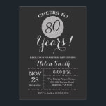 80th Birthday Invitation Black en Silver Glitter Kaart<br><div class="desc">80e verjaardag uitnodiging zwart en zilver glitter Kaart. Voor verdere aanpassing klikt u op de knop "Aanpassen" en gebruikt u onze ontwerptool om deze sjabloon te wijzigen.</div>