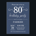 80th Birthday Invitation Blue Kaart<br><div class="desc">80e verjaardag Uitnodiging met blauwe achtergrond. Volwassen verjaardag. Mannen of vrouwen uitgenodigd. 13e 15e 16e 18e 21e 30e 40e 50e 60e 70e 90e 100e,  elke leeftijd. Voor verdere aanpassing,  te klikken gelieve de knoop "van de Aanpassing het"en ons ontwerphulpmiddel te gebruiken om deze sjabloon te wijzigen.</div>