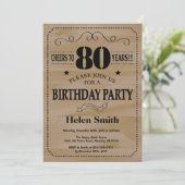 80th Birthday Invitation Rustic Wood Kaart (Staand voorkant)