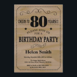 80th Birthday Invitation Rustic Wood Kaart<br><div class="desc">80e uitnodiging van de verjaardag. Typografie. Cheers tot 80 jaar. Volwassen verjaardag. Rustic Wood. Achtergrond. Mannelijke Mannen of vrouwen: Birthday. Kinder jongen of meisje Lady Teen Teenage Bday Invite. 13e 15e 16e 18e 21e 30e 40e 50e 60e 70e 80e 90e 100e. Elke leeftijd. Voor verdere aanpassing, te klikken gelieve de...</div>