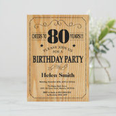 80th Birthday Invitation Rustic Wood Kaart (Staand voorkant)