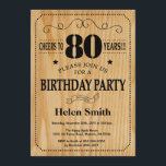 80th Birthday Invitation Rustic Wood Kaart<br><div class="desc">80e uitnodiging van de verjaardag. Typografie. Cheers tot 80 jaar. Volwassen verjaardag. Rustic Wood. Achtergrond. Mannelijke Mannen of vrouwen: Birthday. Kinder jongen of meisje Lady Teenage Bday Invite. 13e 15e 16e 18e 21e 30e 40e 50e 60e 70e 90e 100e. Elke leeftijd. Voor verdere aanpassing, te klikken gelieve de knoop "van...</div>